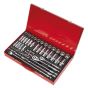 Socket Set 50pc 3/8" & 1/2"Sq Drive 6pt WallDrive - Metric Sealey Part No. AK6942