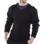V-Neck Military Style Sweater c/w Elbow Patches Ribknit Material Black MED