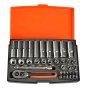 SL25L Socket Set of 37 Metric 1/4in Deep Drive by Bahco - SL25L