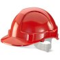 Economy Vented Safety Helmet ABS Shell Plastic Harness & Sweatband Red