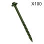 7.0mmx250mm Hex Head Drive TimberScrews, Green Organic Finish (pack of 100)