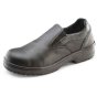Ladies Slip On Shoe with Leather Upper & Steel Toe Cap Black Size EU 37/04