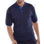 Click Polo Shirt Poly/Cotton Fabric Lined Neck Seam Two Tone Navy/Royal LGE