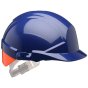 Reflex HDPE Safety Helmet Blue C/W Orange Rear Flash 6 Point Nylon Cradle