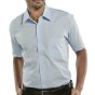 Classic Shirt Poly/Cotton Short Sleeve Stiff Collar & Pocket Sky Blue 17
