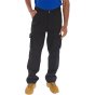 Cargo Trousers Polyester Cotton Internal Knee-pad Pockets Reg Fit Black 32