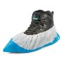 Deluxe Disposable Overshoe Poly Upper & Compressed PU Grip Sole WHT/BLU 16”