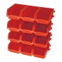 12 Plastic Storage Bins with Wall Mounting Rails by Faithfull