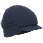 Scott Beanie Cap Fleece Lined Short Peak Folding Ear Sides Navy Blue