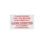 Self Adhesive Label - Return In Clean Condition