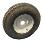 Trailer Wheel & Tyre 5.00-10, 10in Rim, 4 Stud 4in PCD, 6 Ply, Silver