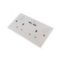 2-Gang Switched Socket 13A with 2 USB Ports White Moulded Plastic Dencon