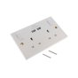 2-Gang Switched Socket 13A with 2 USB Ports White Moulded Plastic Dencon