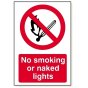 No Naked Lights Sign 240x360mm Foamex 3mm for Hazardous Areas