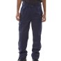 Heavyweight Drivers Trousers Front Pleats Poly Cotton Reg Fit Navy Blue 26