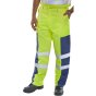 Two Tone Hi-Visibility Trousers Poly/Cotton Reg Leg Saturn Yellow/Navy 46