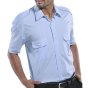 Pilot Shirt Short Sleeve Poly/Cotton Two Pockets Stiff Collar Sky Blue 16.5