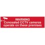 Warning Concealed CCTV Cameras Operate On These Premises - PVC 200 x 50mm by Scan - 5254