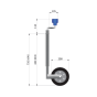 42mm Jockey Wheel, Smooth Tube, 100kg, 200mm Steel Wheel - Maypole