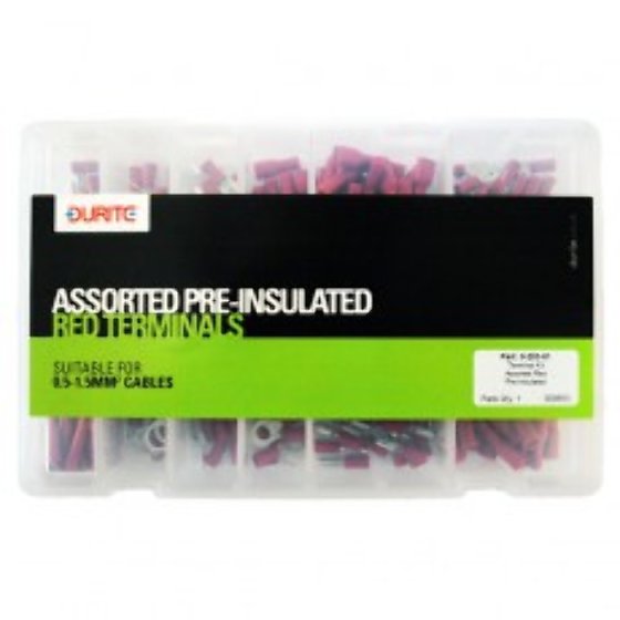 Assorted Pre-insulated Red Terminals suitable for cables 0.5-1.5mm - Box Kit - 0-203-01
