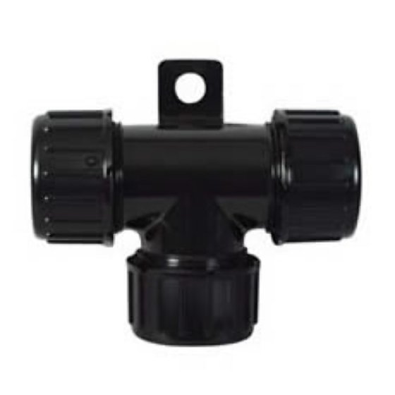 Black Polycarbonate Sealed T-Piece with Nylon Cap Nuts - 22 x 22 x 22NW - Each - 0-330-72