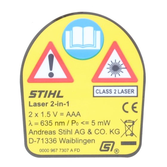 Warning pictogram laser 2-in-1 for Stihl MS71 Chainsaws -0000 967 7307