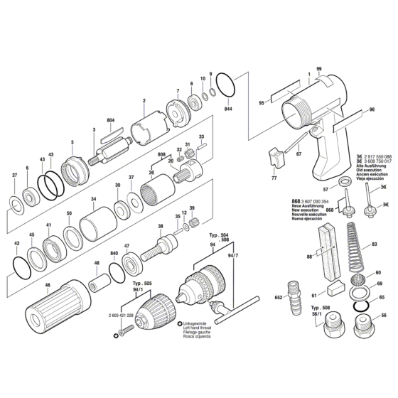 320-watt Pneumatic Drill Assembly