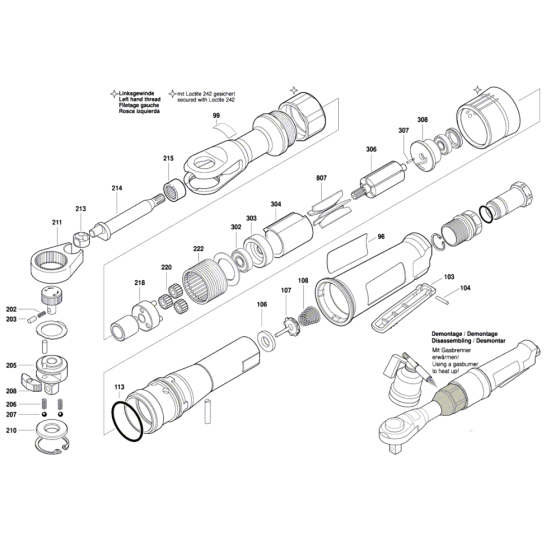 Pneumatic Ratchet Wrench 3/8