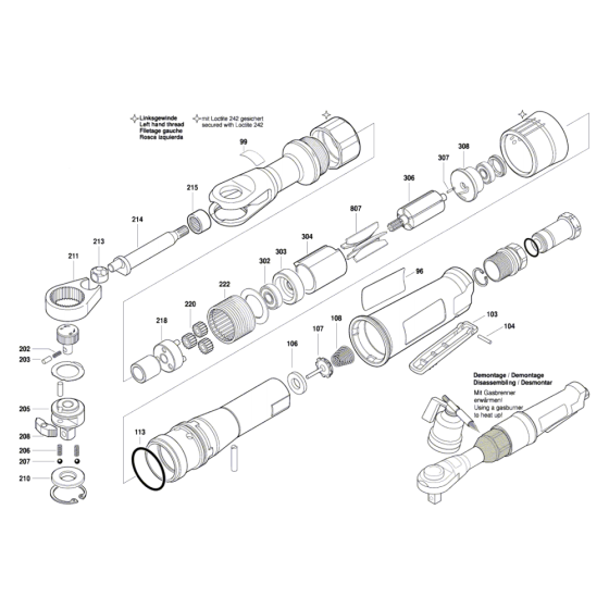 Pneumatic Ratchet Wrench Assembly