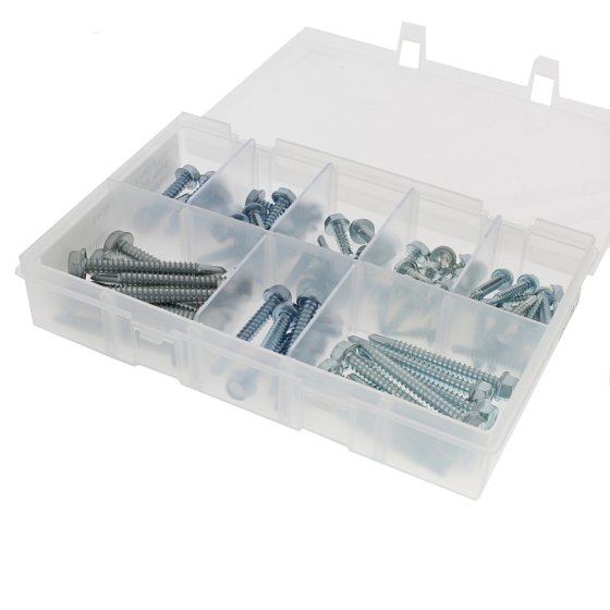 Self Drilling Screws Sizes: 8-14 Hex - Assorted Box of 70