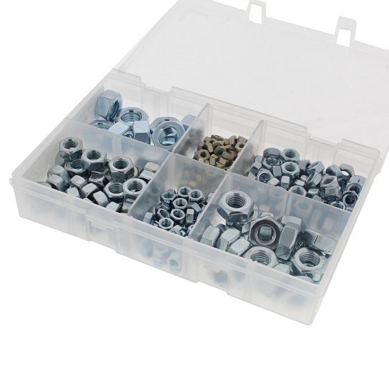 Metric Steel Nuts, Sizes: M4-M12 Assorted Mini Box (300 pieces)
