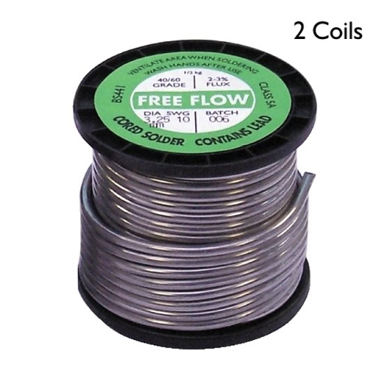 Assorted Solder Wire, 1/2kg Coils, 1.6mm, 3.5mm (Diam) Pack of 2 Coils