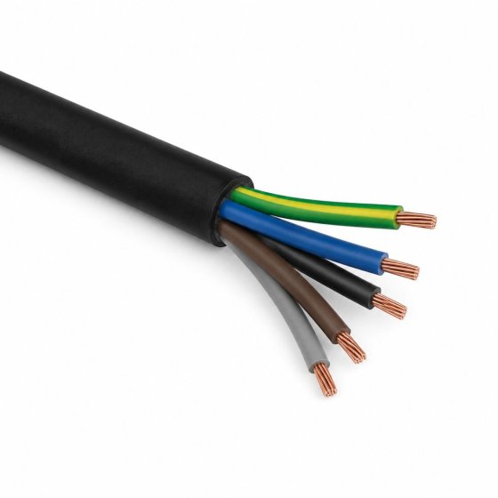 H07 Black Rubber Cable 1.5mm 5-Core (50m Roll)