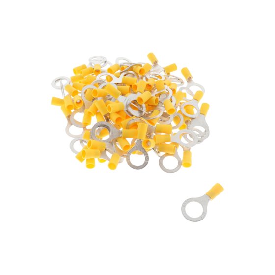 100 Pack Yellow Pre-Insulated Ring Terminals 13mm - 3.0 to 6.0mm² Conductor Size