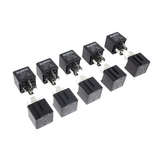 24V Mini Twin Make/Break Relay - 20A, Pack of 10, 5 Terminals