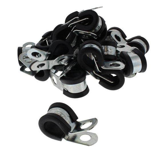 Steel/Rubber P Cable Clips for 10mm Diameter Cable (Pack of 25) - 0-002-83