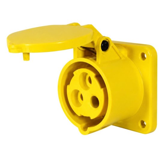 16A 110V Yellow Panel-Mounted Socket - Each - 0-698-68
