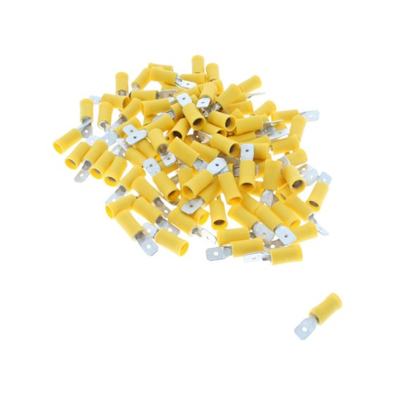 6.30mm Yellow Pre-Insulated Blade Terminals (Pack of 100) - 2-001-28