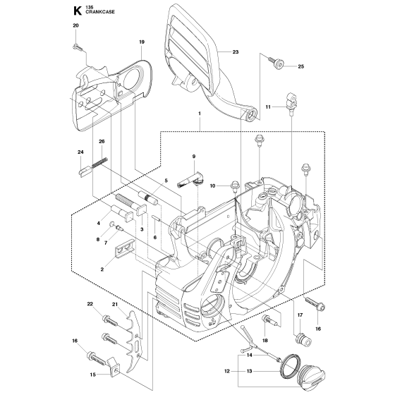 Crankcase Assembly for Husqvarna 135