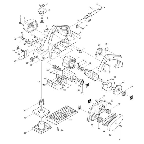Makita 1923H Planer Assembly