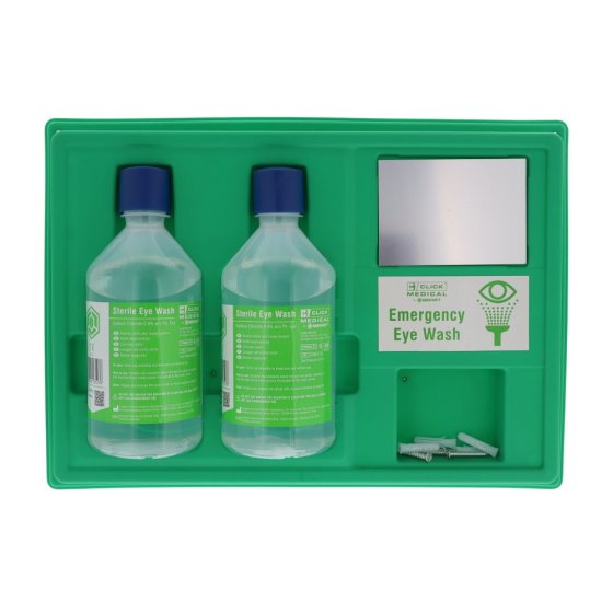 Eye Wash Station Supplied with 2 x 500ml Bottles - Does Not Come With Eye Pad Dressings