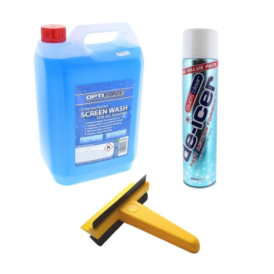Winter Motor Kit 5 Litres Screen Wash, Ice Scraper, De-Icer