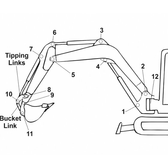 Pin (Position 2) for Kubota KX36-2, KX41-2 Mini Excavator - Replaces 69721 66540