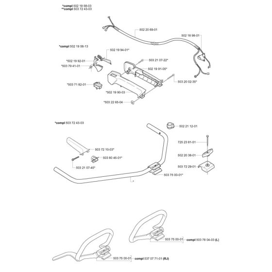 Handle & Controls for Husqvarna 225 L