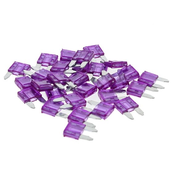 Mini Blade Fuses, Violet 3 Amp, Pack of 25