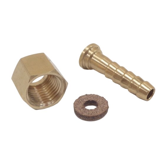 Brass Hexagon 3/8" BSP Female Nut and 3/8" Hose Tail Fitting