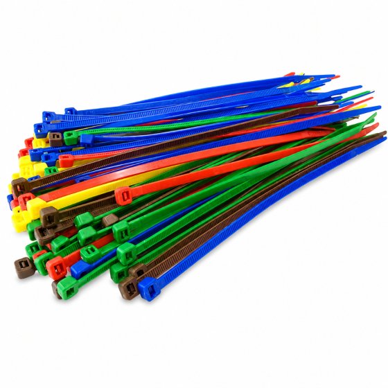 4.8mm x 200mm Assorted Colour Cable Ties High Grade Nylon 100 Pack