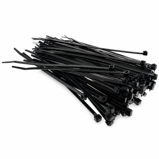 Black Releasable Cable Ties 4.8mm x 200mm - 100 Pack