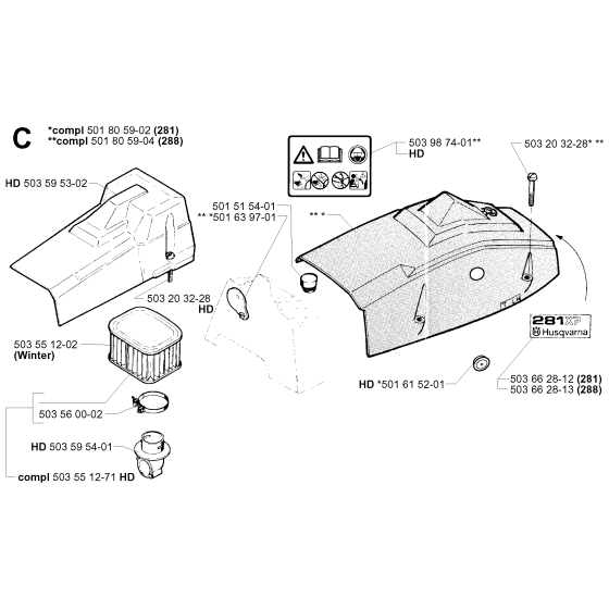 Air Filter Cover for Husqvarna 288