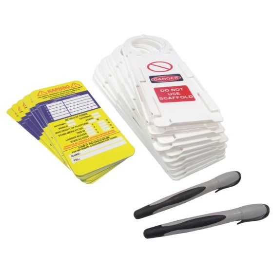 Scaffold/Tower Tag Kit 10x Claw Tag Holders 20x Safety Tag Inserts 2x Pens